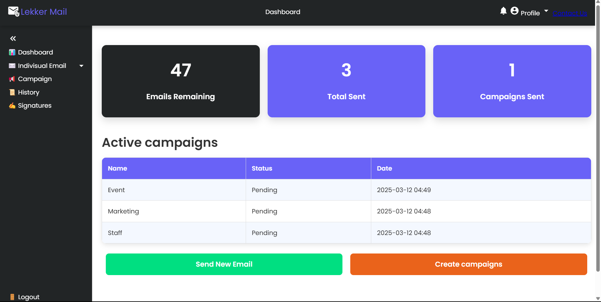 Email Marketing Web App screenshot